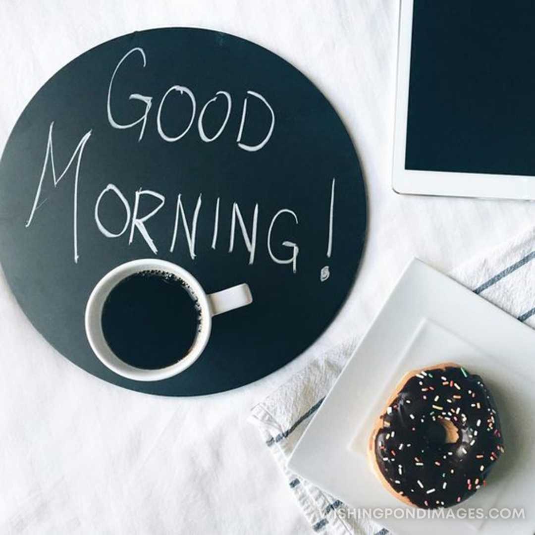 Morning spread of coffee and donuts. Good Morning Coffee Images